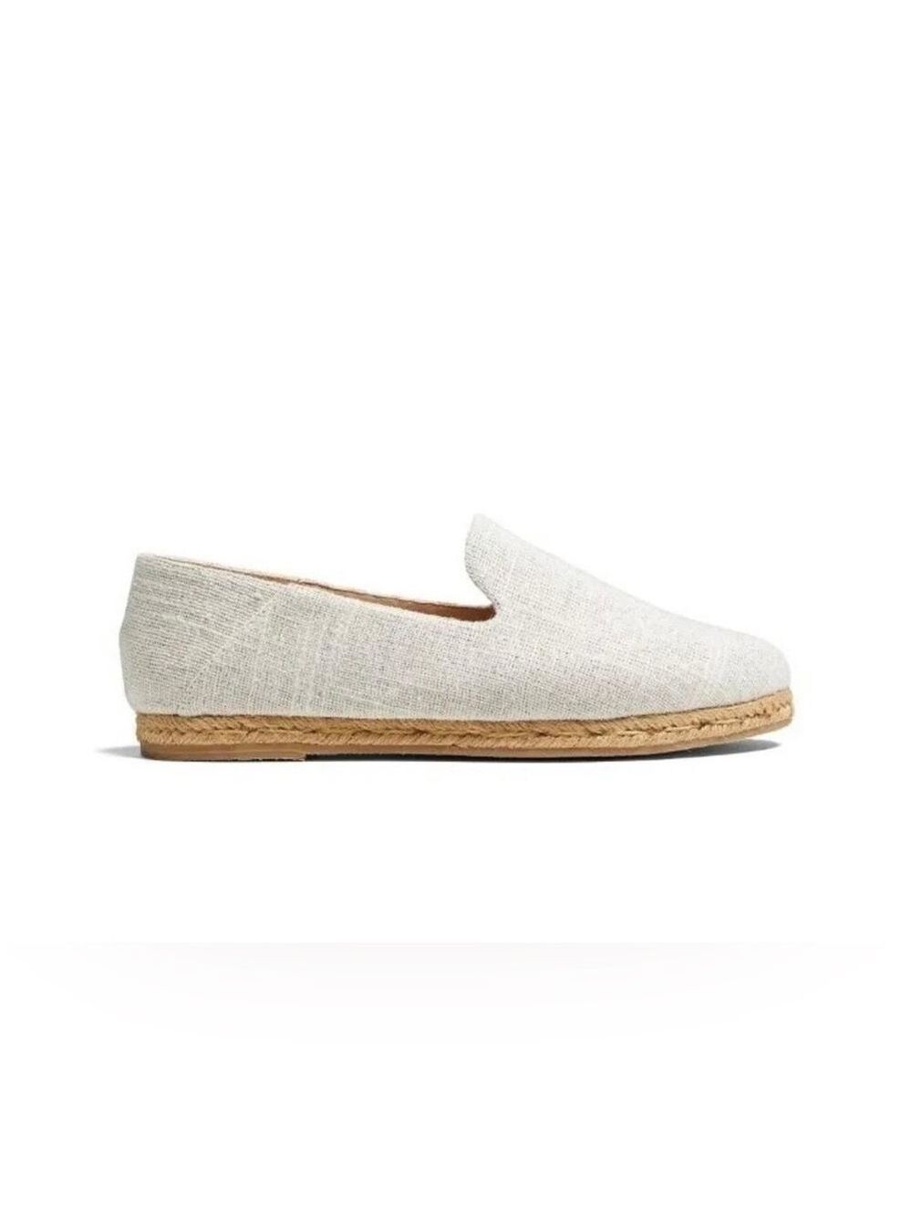 NIB Jack Rogers Audrey Linen Espadrille Flats in White Silver